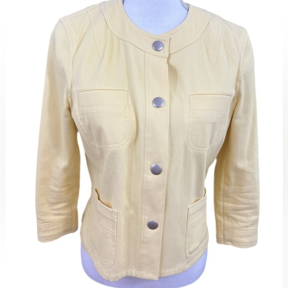 🔥🔥Sigrid Olsen Women Yellow Long Sleeve Cotton Jacket Size 2 Snaps Up - Picture 1 of 3